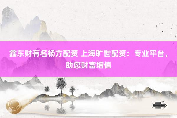 鑫东财有名杨方配资 上海旷世配资：专业平台，助您财富增值