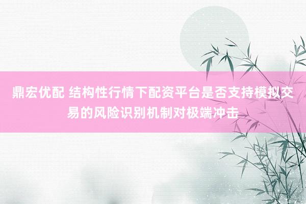 鼎宏优配 结构性行情下配资平台是否支持模拟交易的风险识别机制对极端冲击